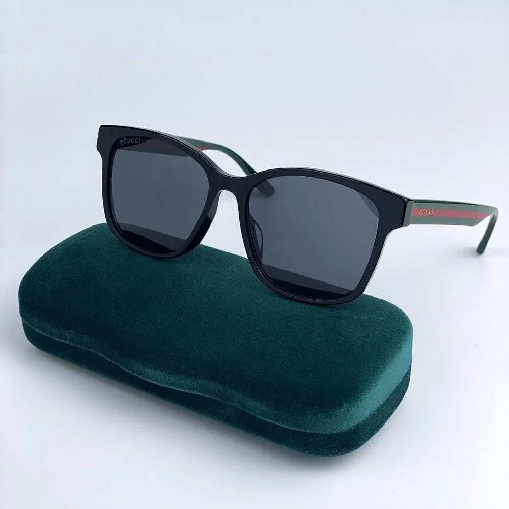 NEW Gucci GG0417SK 001 Black Multicolour Grey Oval Unisex Sunglasses